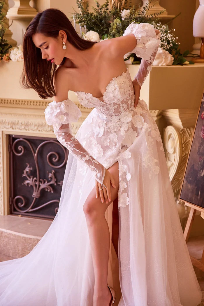 ELARA Lace Ball Gown Wedding Dress with Gloves