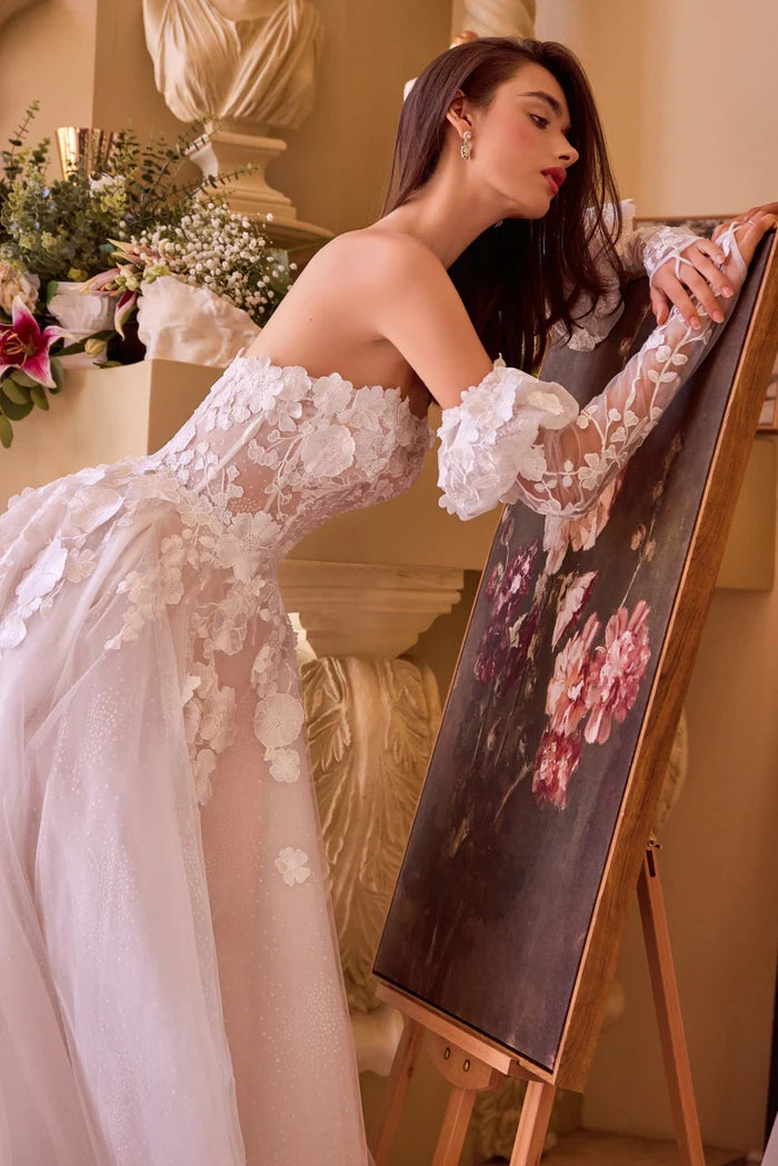 ELARA Lace Ball Gown Wedding Dress with Gloves