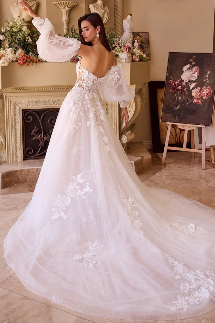 CELINE Lace Ball Gown Wedding Dress with Puff Sleeves