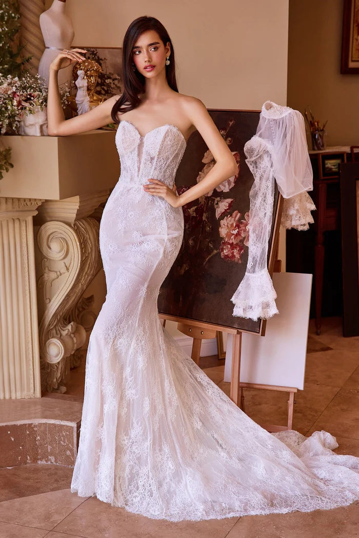 PHOEBE Lace Fitted Wedding Dress with Sleeves & Bolero