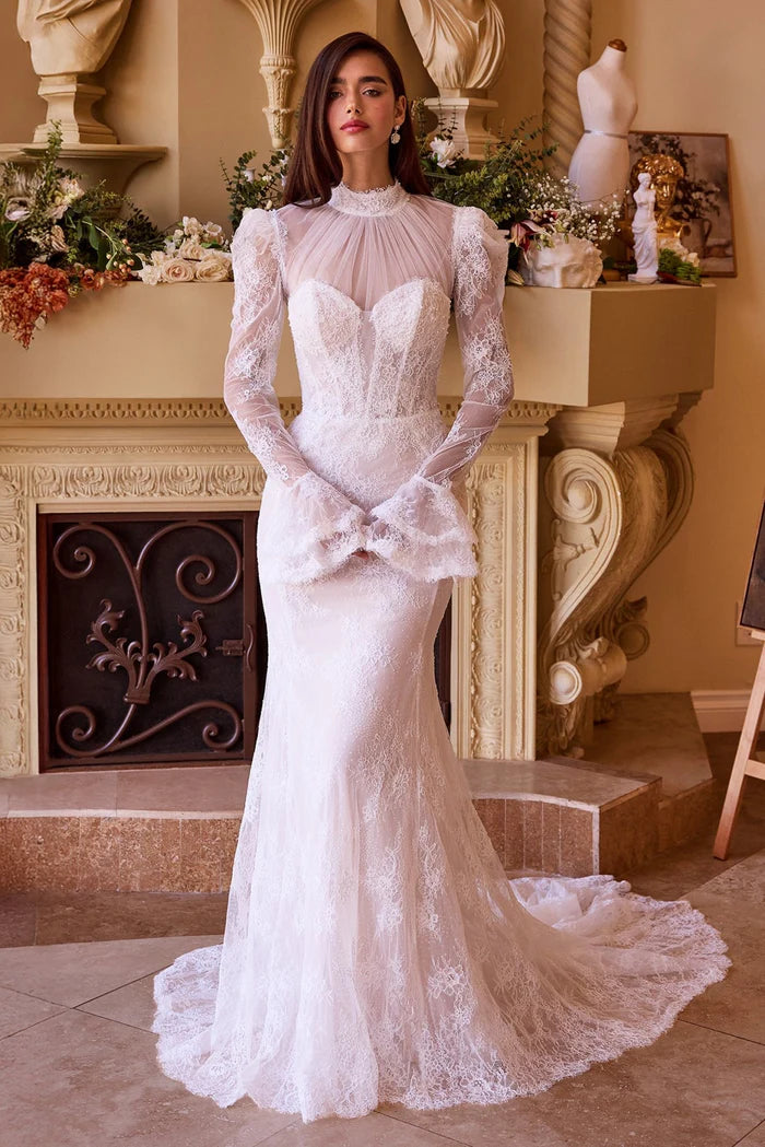 PHOEBE Lace Fitted Wedding Dress with Sleeves & Bolero