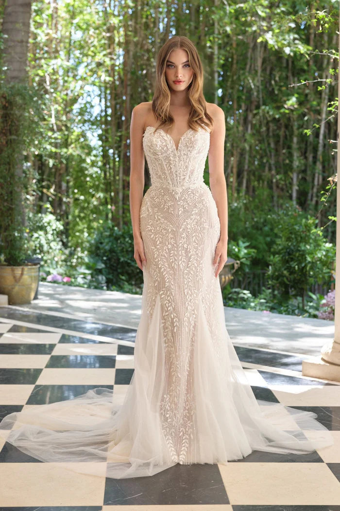 SONNET Beaded Mermaid Wedding Dress with Veil