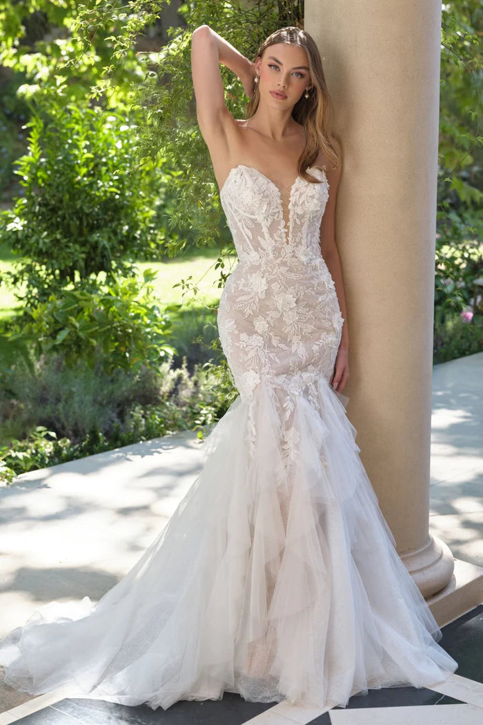 LOHAN Floral Mermaid Wedding Dress with Veil