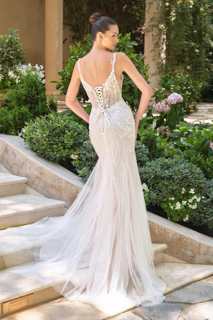 JOANIE Beaded Mermaid Wedding Dress with Corset Back