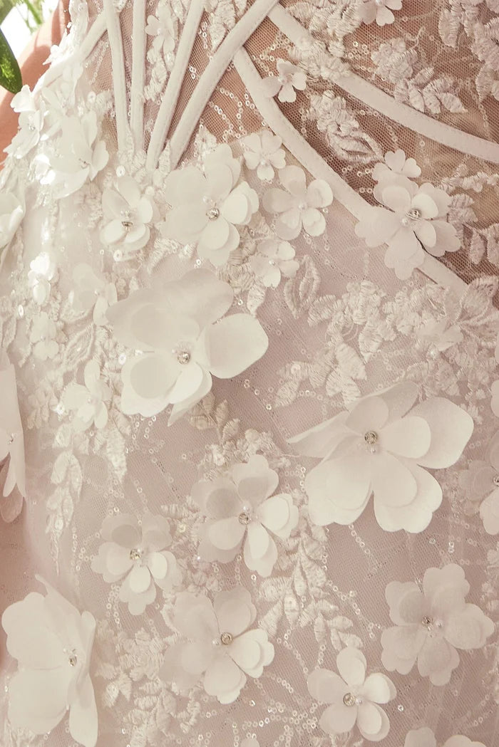 EDANA Lace Strapless Bridal Mini Dress with Corset