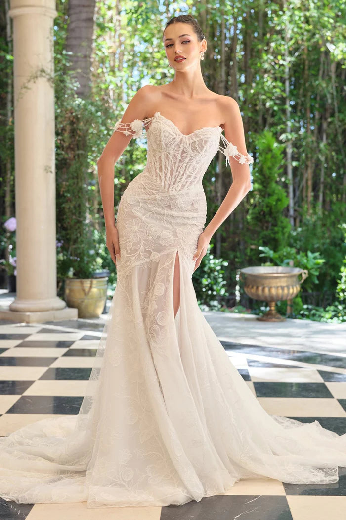 DEVYAA Floral Mermaid Wedding Dress with Corset & Slit