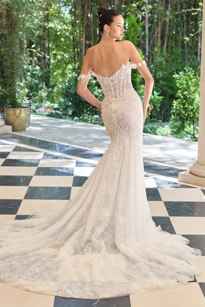DEVYAA Floral Mermaid Wedding Dress with Corset & Slit